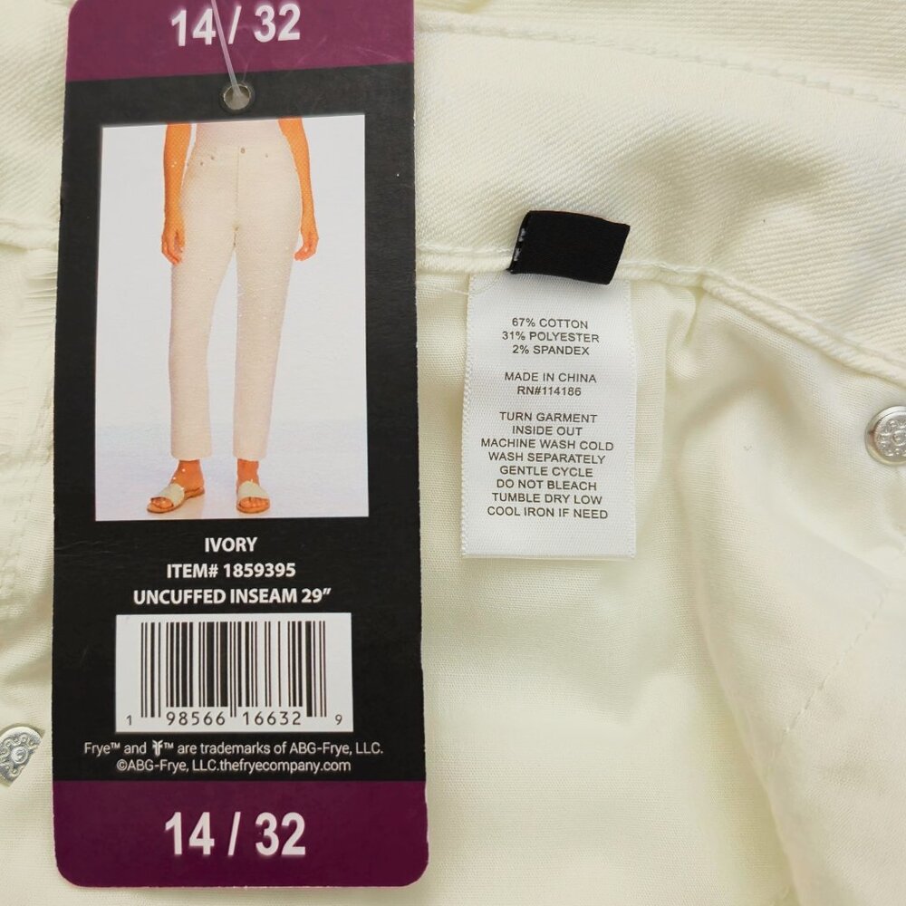 Frye NEW Women's Jeans Size 14/32 Ivory High Rise Cuffed Crop Denim - Picture 5 of 11